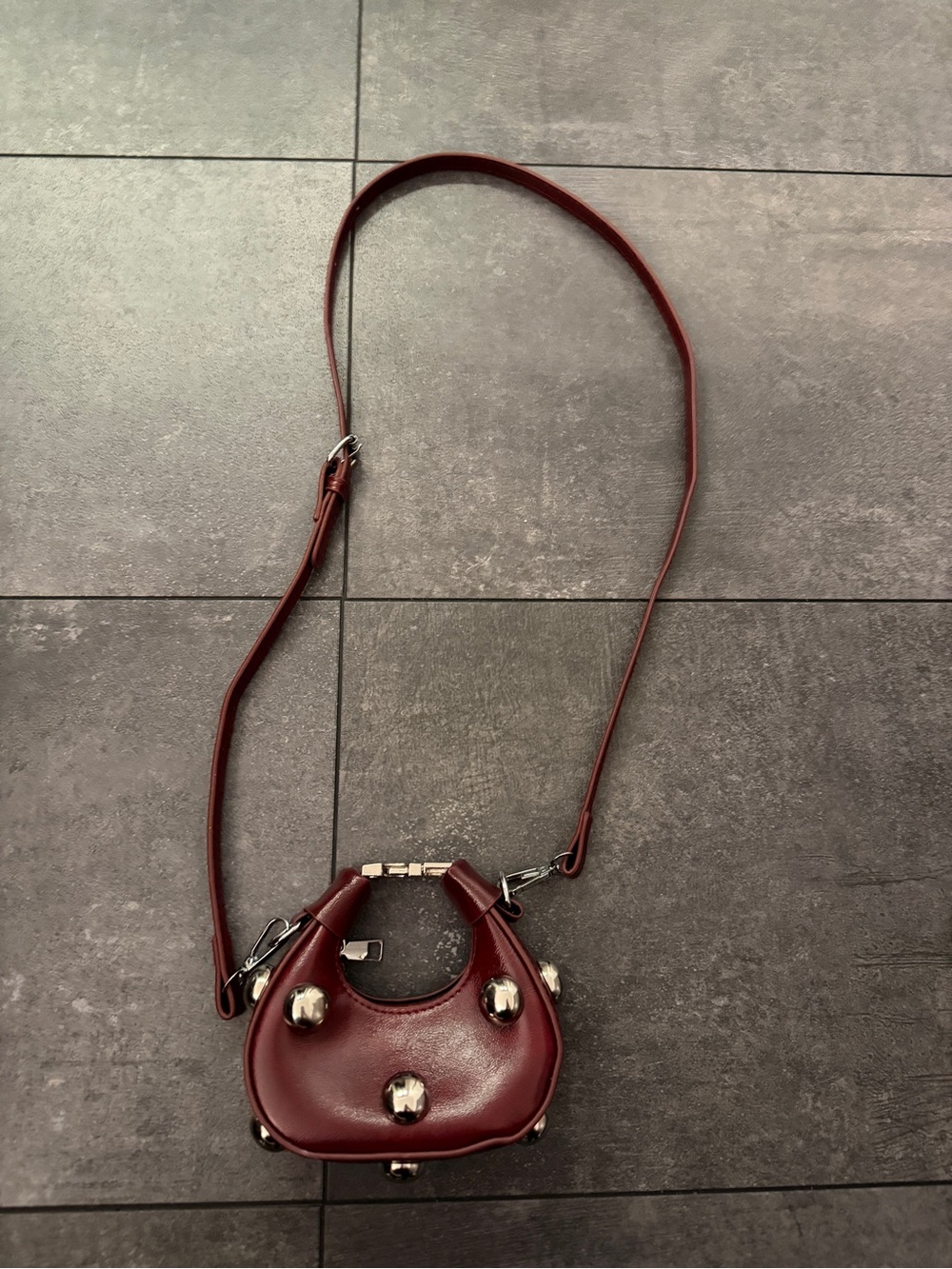 SHEIN Burgundy Mini Studded Crossbody Bag